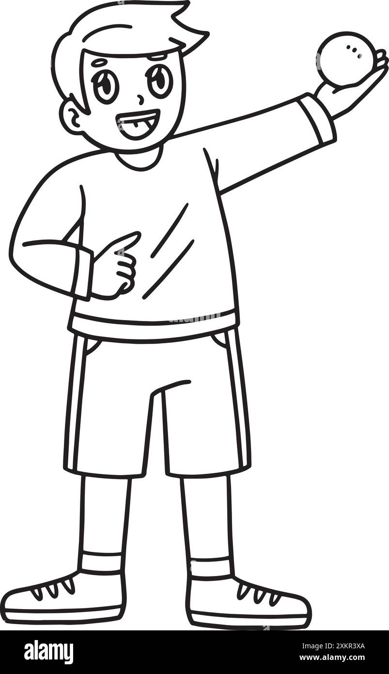 Dad hält einen Lacrosse Ball isoliert Stock Vektor