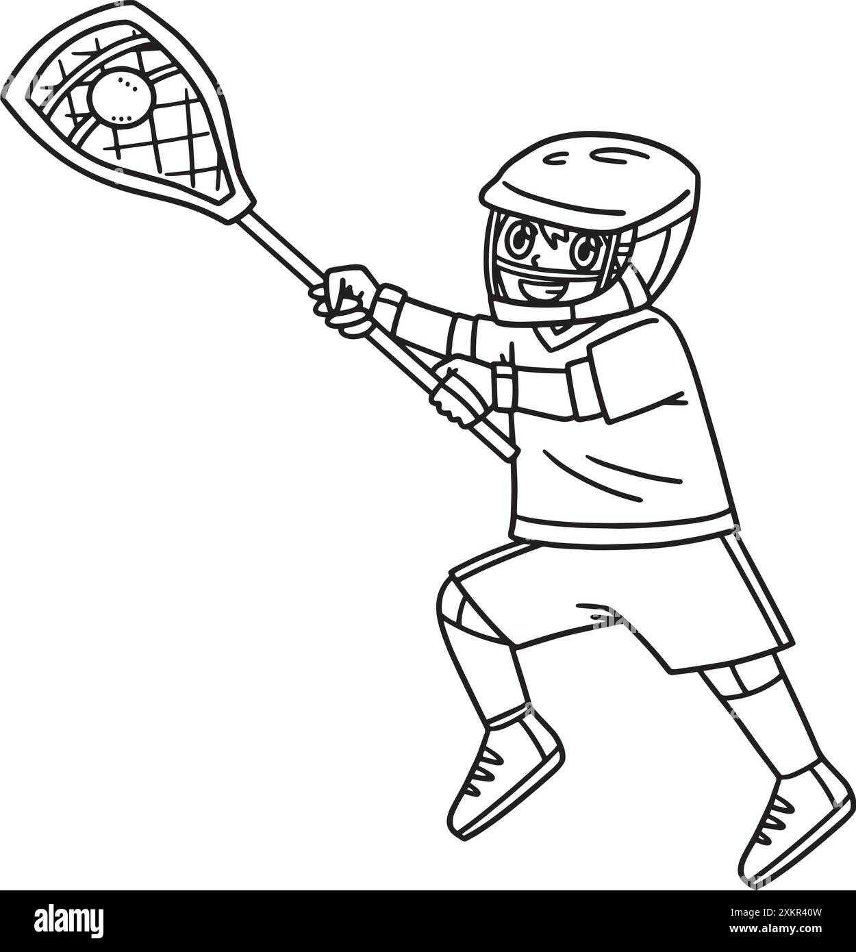Lacrosse Goalie Catching Ball Isolated Coloring Stock Vektor