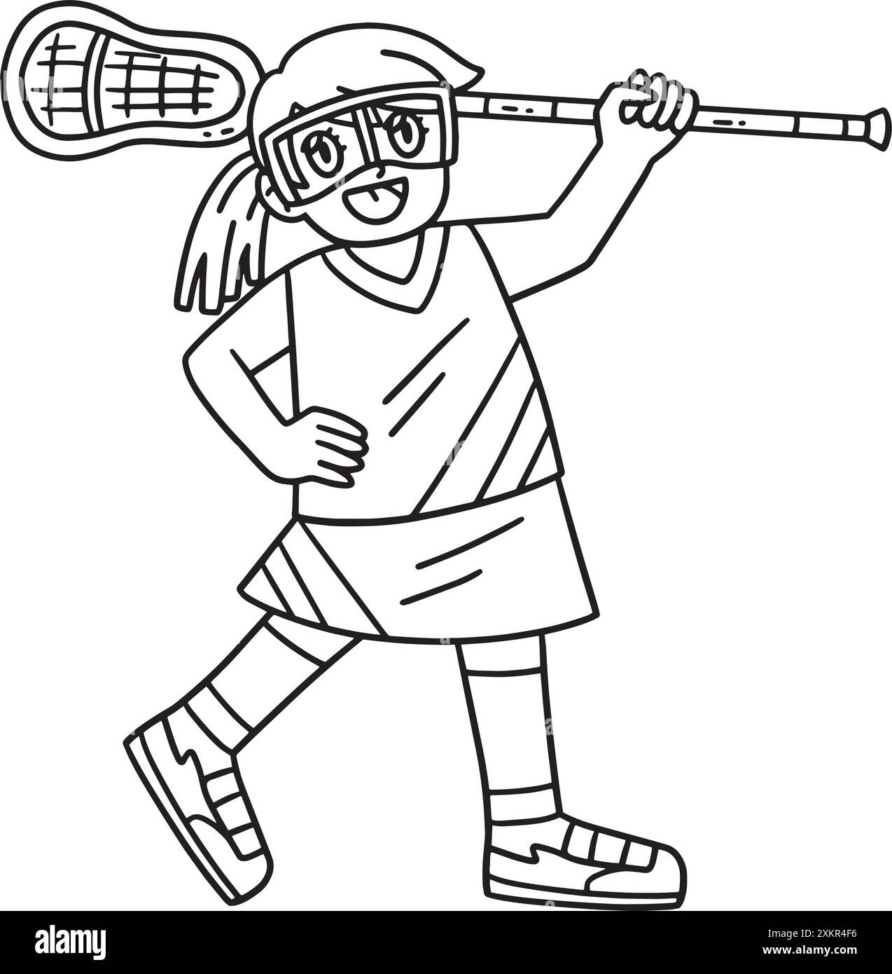 Weibliche Spielerin mit Lacrosse Stick isoliert Stock Vektor