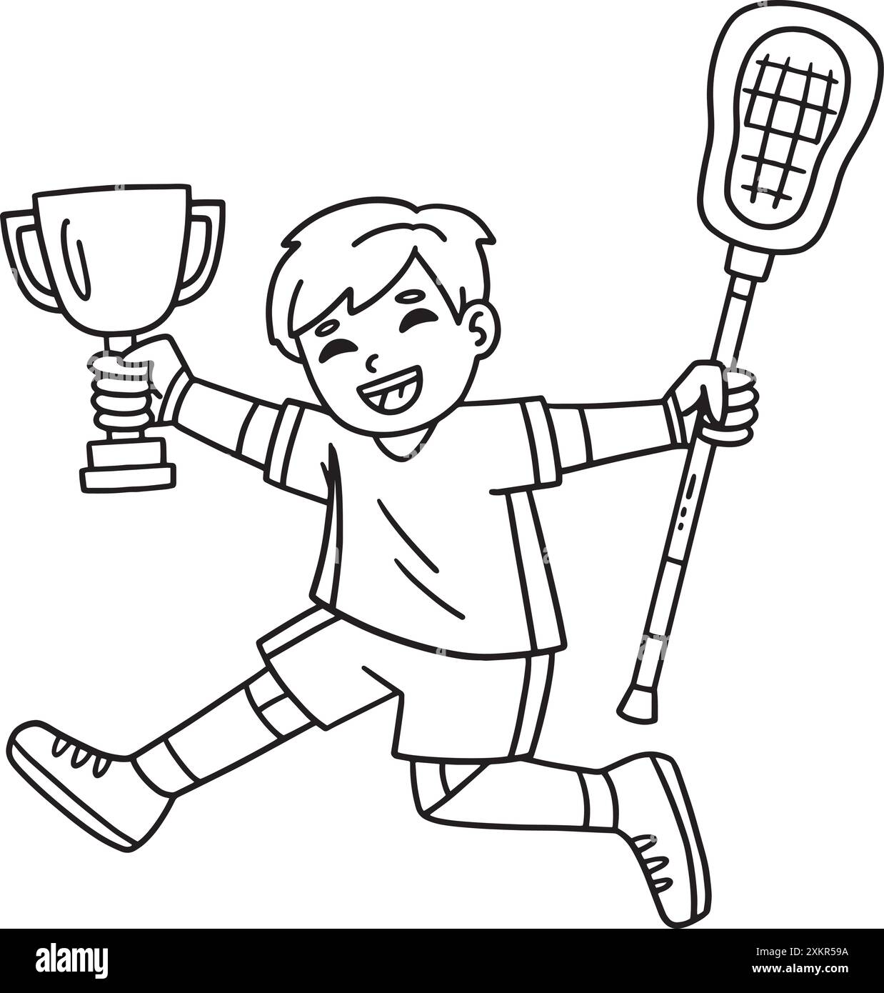 Lacrosse Spieler springt in Victory isoliert Stock Vektor