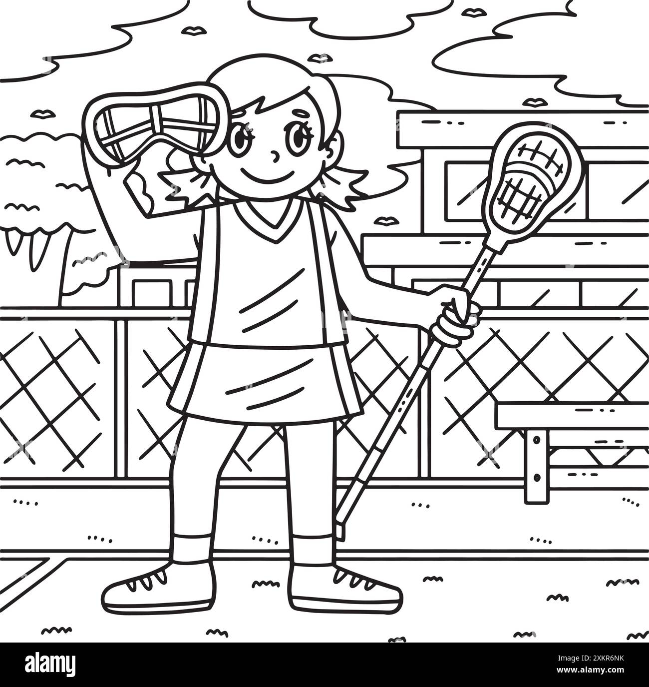 Lacrosse Player-Brille für Frauen und Stick Coloring Stock Vektor