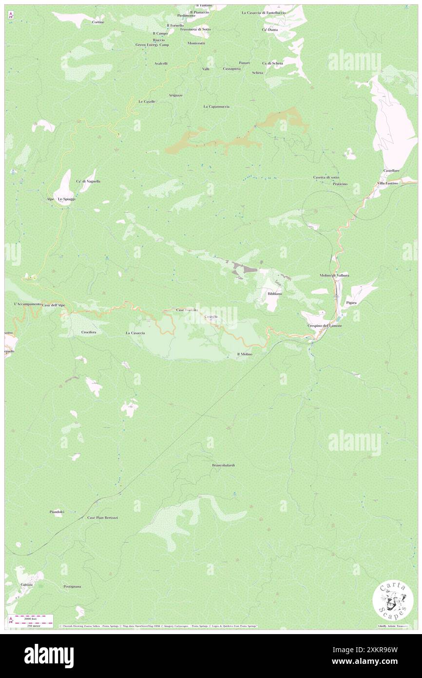 Casaglia, Provinz Florenz, IT, Italien, Toskana, n 44 2' 16'', N 11 31' 4'', Karte, Cartascapes Map, veröffentlicht 2024. Erkunden Sie Cartascapes, eine Karte, die die vielfältigen Landschaften, Kulturen und Ökosysteme der Erde enthüllt. Reisen Sie durch Zeit und Raum und entdecken Sie die Verflechtungen der Vergangenheit, Gegenwart und Zukunft unseres Planeten. Stockfoto