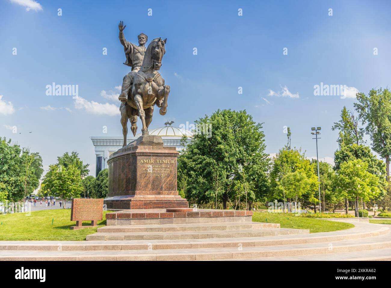 Statue des legendären Tamerlane Amir Temur zu Pferd Stockfoto