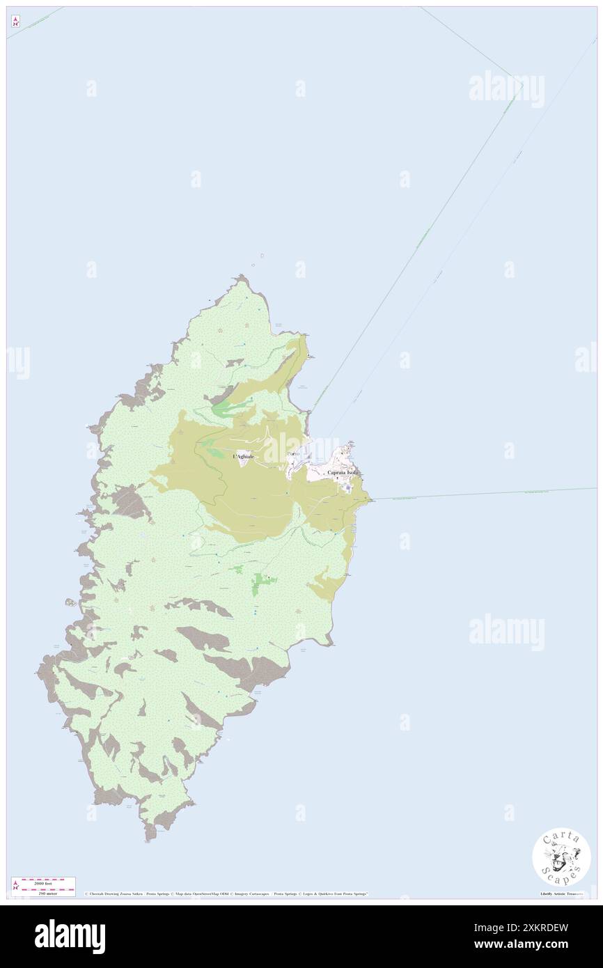 Porto di Capraia, IT, Italien, Toskana, N 43 3' 2'', N 9 50' 11''', Karte, Karte Cartascapes Map, veröffentlicht 2024. Erkunden Sie Cartascapes, eine Karte, die die vielfältigen Landschaften, Kulturen und Ökosysteme der Erde enthüllt. Reisen Sie durch Zeit und Raum und entdecken Sie die Verflechtungen der Vergangenheit, Gegenwart und Zukunft unseres Planeten. Stockfoto