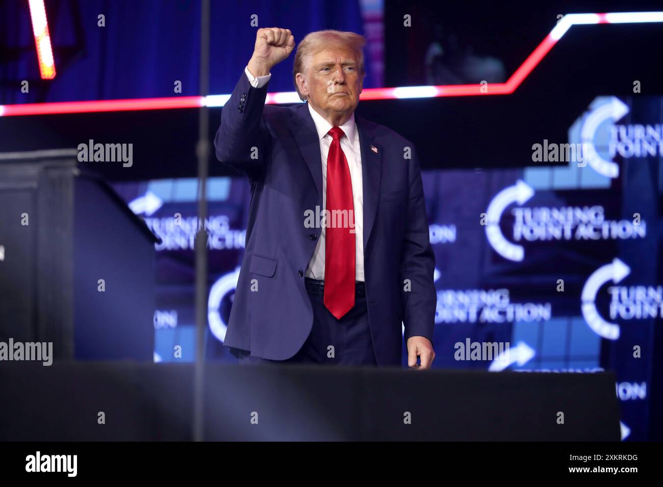 DETROIT, MICHIGAN, USA - 22. Juni 2024 - ehemaliger Präsident der Vereinigten Staaten, Donald Trump, sprach mit Teilnehmern an der Volkskonvention in Hunt Stockfoto