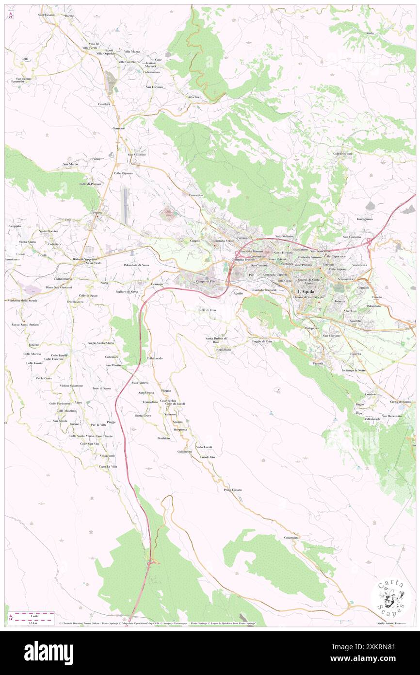 Colle di Roio, Provincia dell' Aquila, IT, Italien, Abruzzen, n 42 20' 33''', N 13 20' 48''', Karte, Cartascapes Map, veröffentlicht 2024. Erkunden Sie Cartascapes, eine Karte, die die vielfältigen Landschaften, Kulturen und Ökosysteme der Erde enthüllt. Reisen Sie durch Zeit und Raum und entdecken Sie die Verflechtungen der Vergangenheit, Gegenwart und Zukunft unseres Planeten. Stockfoto