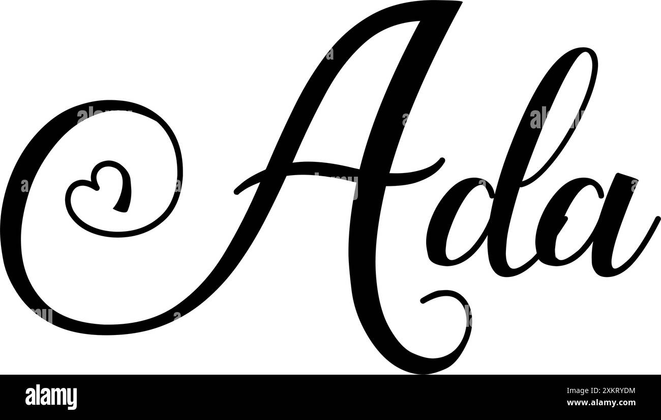 ADA - schwarze Farbe - Wortname mit Herzen geschrieben - Vektorgrafiken für Websites, Präsentationen, Karten, Banner, Sublimationen, Etiketten, Aufkleber Stock Vektor