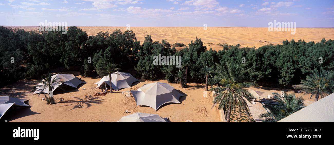 TUNISE. SUD TUNESIEN. CAMPEMENT DE LUXE DE KSAR GHILANE Stockfoto