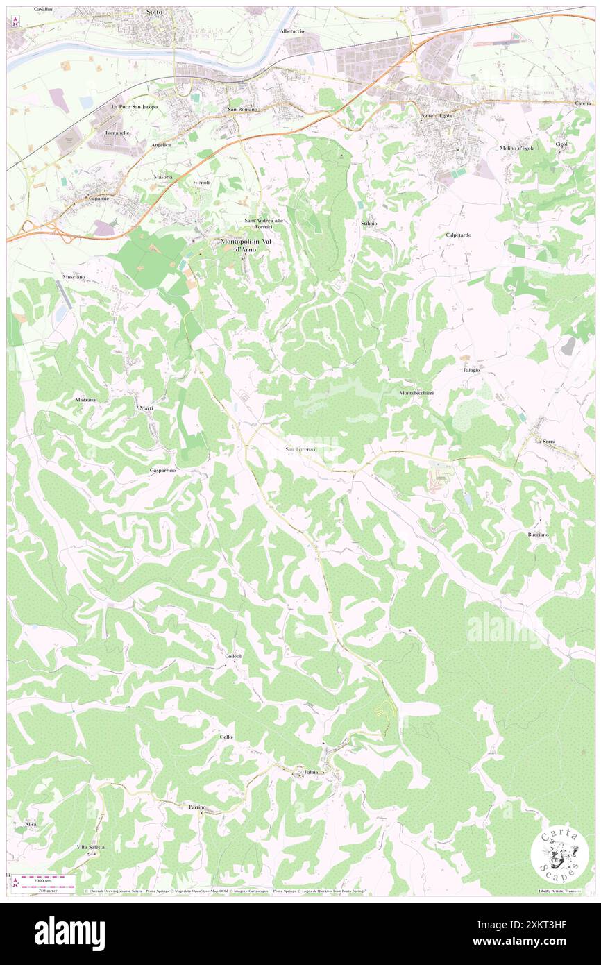 San Lorenzo, Provinz Pisa, IT, Italien, Toskana, n 43 38' 41''', N 10 46' 12'', Karte, Cartascapes Map, veröffentlicht 2024. Erkunden Sie Cartascapes, eine Karte, die die vielfältigen Landschaften, Kulturen und Ökosysteme der Erde enthüllt. Reisen Sie durch Zeit und Raum und entdecken Sie die Verflechtungen der Vergangenheit, Gegenwart und Zukunft unseres Planeten. Stockfoto