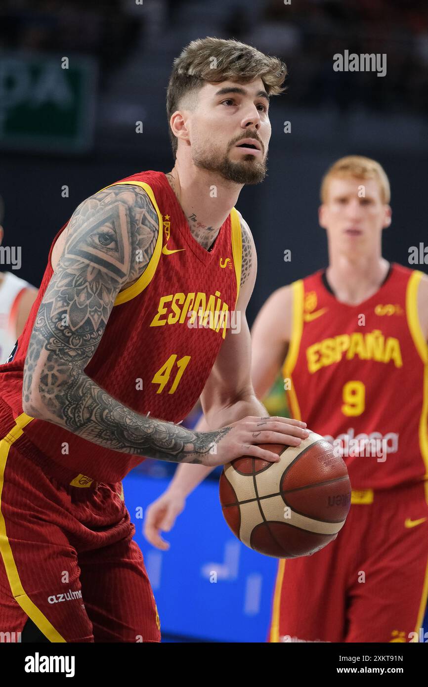 Madrid, Spanien. Juli 2024. Juancho Hernangomez von Spanien während des Spiels Spanien und Puerto Rico zur Vorbereitung auf die Olympischen Spiele in Paris am 23. Juli 2024 im Wizink Center in Madrid (Foto: Oscar Gonzalez/SIPA USA) Credit: SIPA USA/Alamy Live News Stockfoto