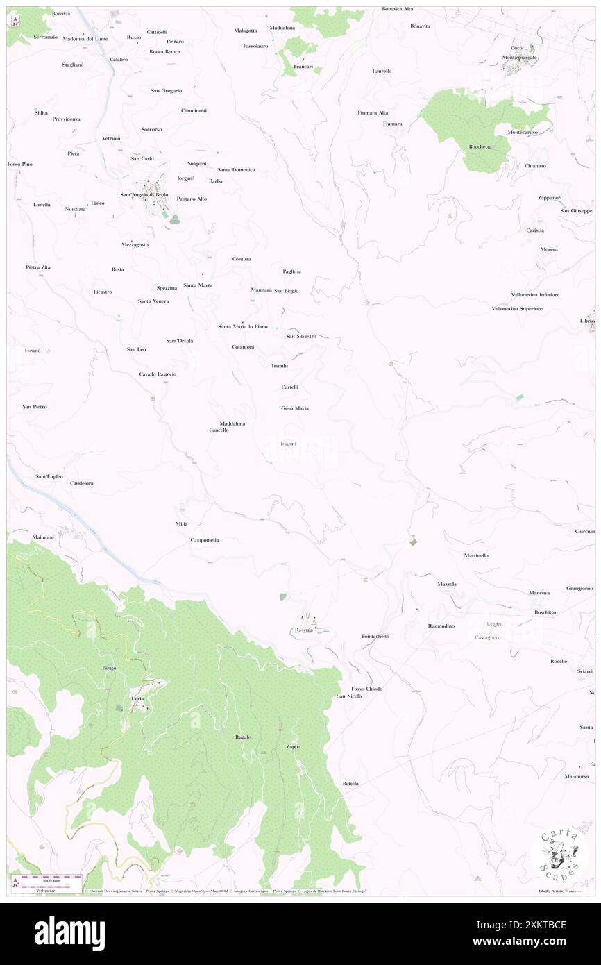 Irianni, Messina, IT, Italien, Sizilien, n 38 4' 45''', N 14 54' 32''', Karte, Cartascapes Map, veröffentlicht 2024. Erkunden Sie Cartascapes, eine Karte, die die vielfältigen Landschaften, Kulturen und Ökosysteme der Erde enthüllt. Reisen Sie durch Zeit und Raum und entdecken Sie die Verflechtungen der Vergangenheit, Gegenwart und Zukunft unseres Planeten. Stockfoto