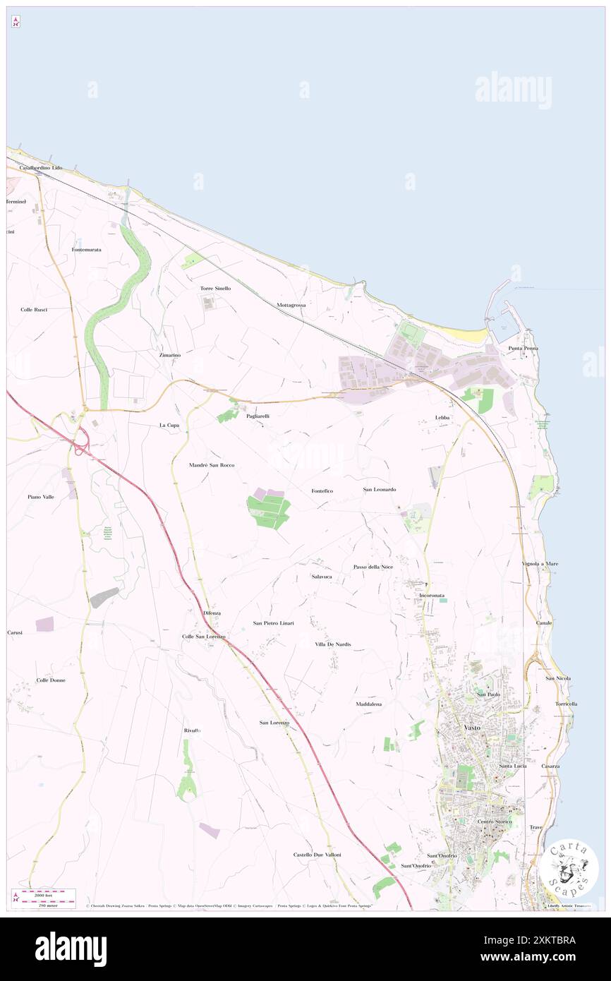 Roselli, Provincia di Chieti, IT, Italien, Abruzzen, n 42 9' 28''', N 14 40' 40''', Karte, Cartascapes Map 2024 veröffentlicht. Erkunden Sie Cartascapes, eine Karte, die die vielfältigen Landschaften, Kulturen und Ökosysteme der Erde enthüllt. Reisen Sie durch Zeit und Raum und entdecken Sie die Verflechtungen der Vergangenheit, Gegenwart und Zukunft unseres Planeten. Stockfoto