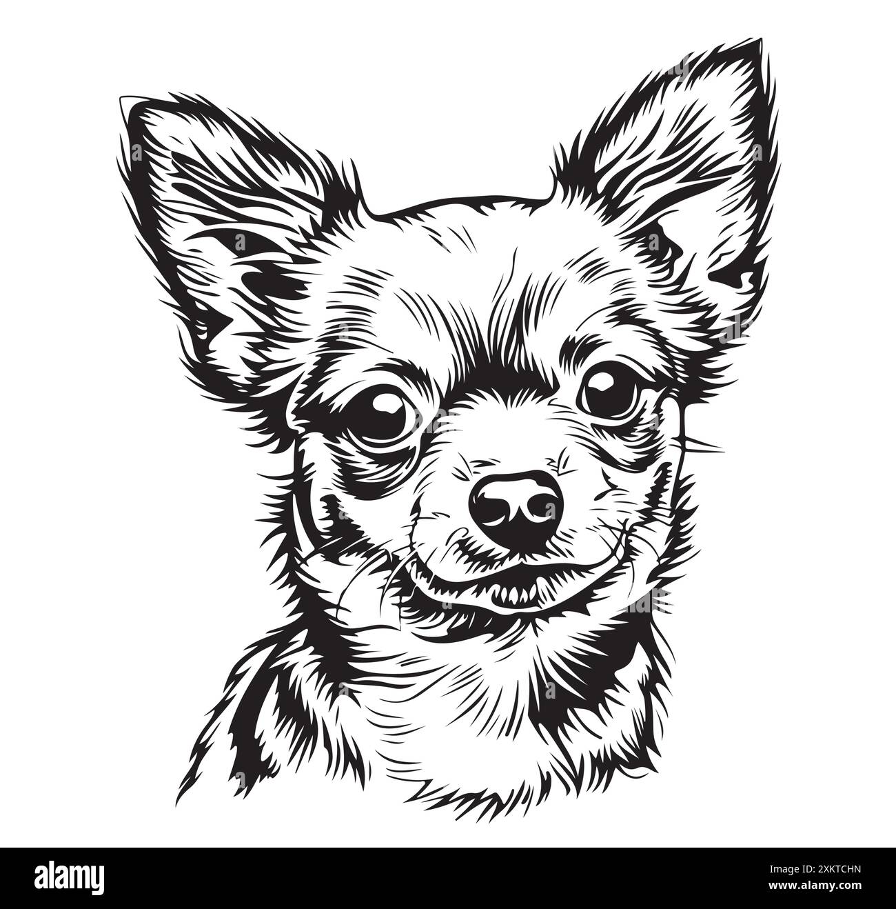 Chihuahua Portrait Hund Hand gezeichnet Skizze Haustiere Vektor Illustration. Stock Vektor