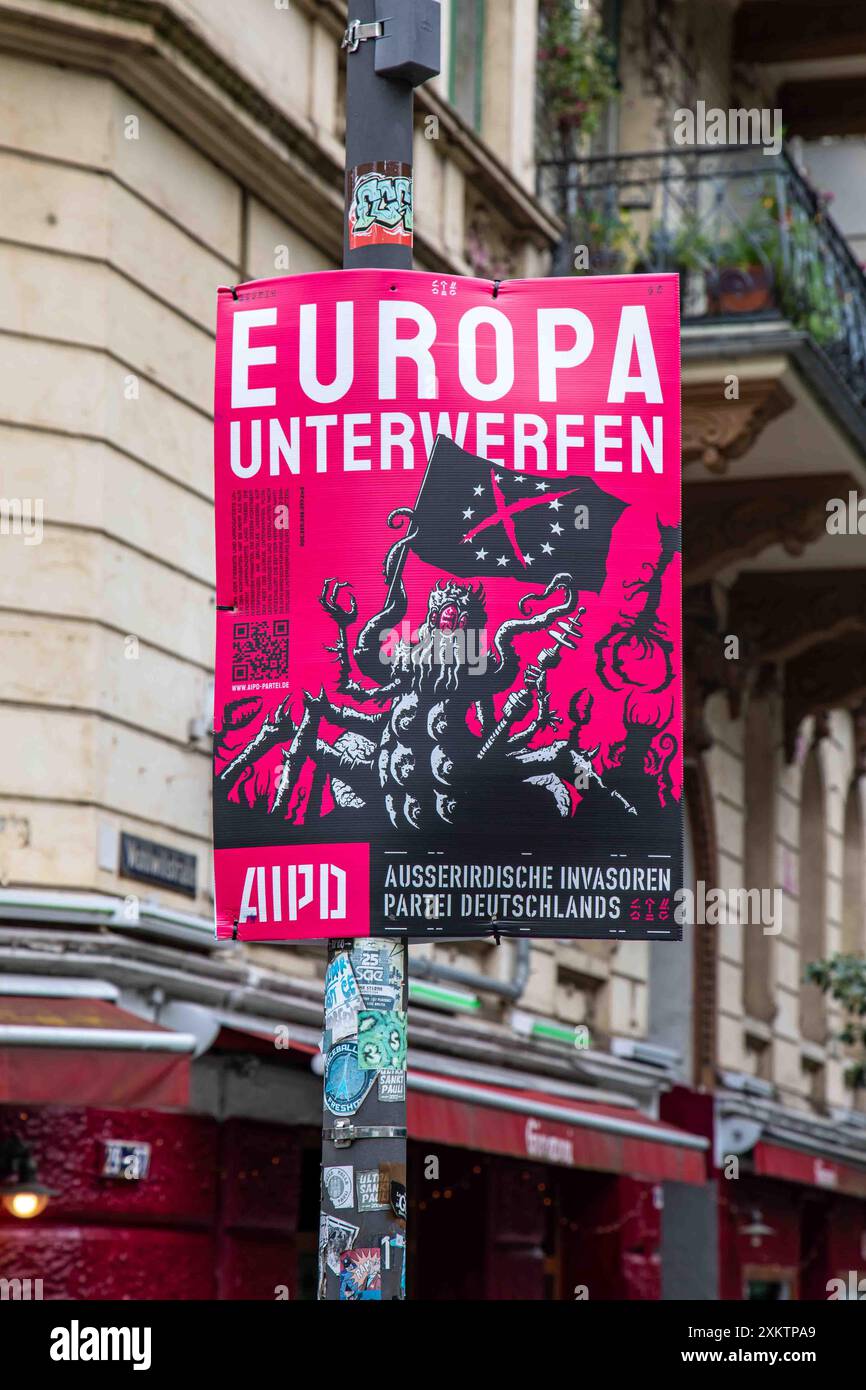 Europa Unterwerfen. AIPD-Wahlplakat in Hamburg. Stockfoto