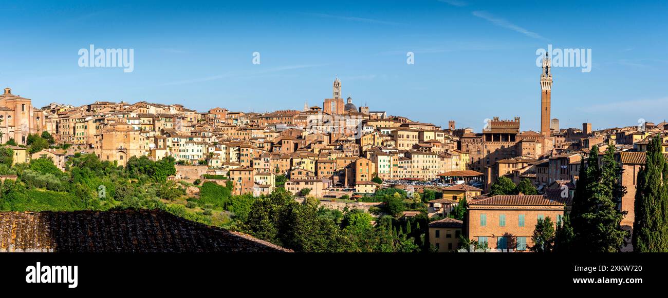 Ein Panoramablick auf die Stadt Siena, Toskana, Italien. Stockfoto