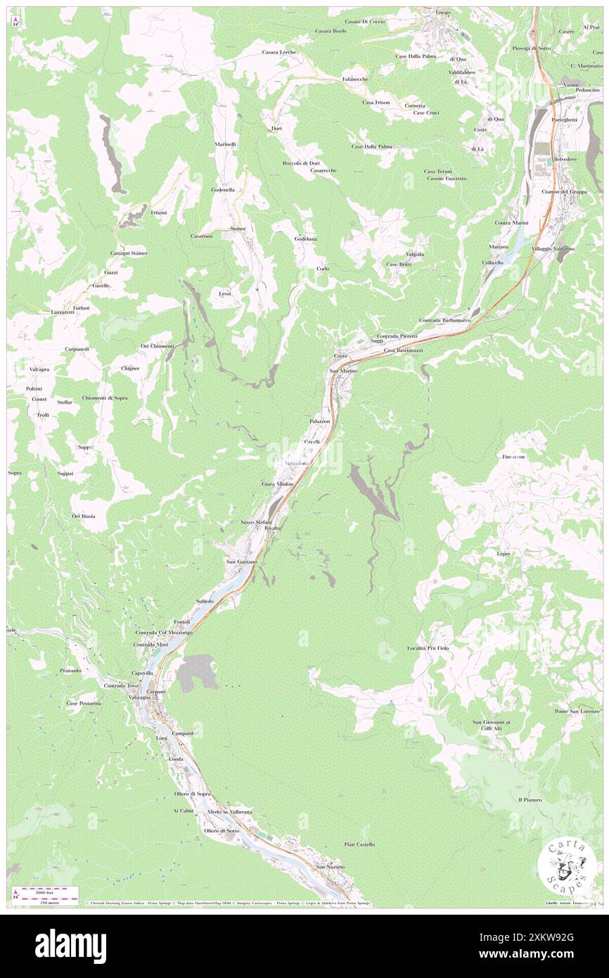 Valgadena, Provincia di Vicenza, IT, Italien, Veneto, n 45 53' 17'', N 11 41' 10'', Karte, Cartascapes Map, veröffentlicht 2024. Erkunden Sie Cartascapes, eine Karte, die die vielfältigen Landschaften, Kulturen und Ökosysteme der Erde enthüllt. Reisen Sie durch Zeit und Raum und entdecken Sie die Verflechtungen der Vergangenheit, Gegenwart und Zukunft unseres Planeten. Stockfoto