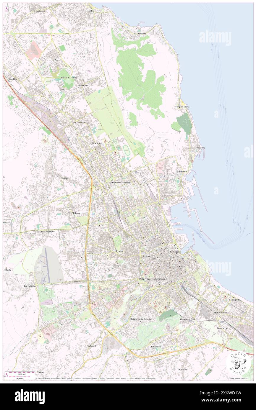 Liberta', Palermo, IT, Italien, Sizilien, n 38 8' 19'', N 13 20' 45'', Karte, Cartascapes Map, veröffentlicht 2024. Erkunden Sie Cartascapes, eine Karte, die die vielfältigen Landschaften, Kulturen und Ökosysteme der Erde enthüllt. Reisen Sie durch Zeit und Raum und entdecken Sie die Verflechtungen der Vergangenheit, Gegenwart und Zukunft unseres Planeten. Stockfoto