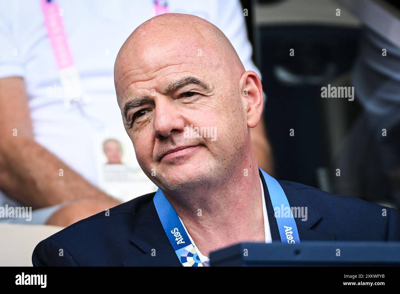 Gianni Infantino Präsident der FIFA während des Fußballspiels zwischen Usbekistan und Spanien, der Olympischen Spiele Paris 2024 am 24. Juli 2024 im Parc des Princes Stadion in Paris, Frankreich Stockfoto