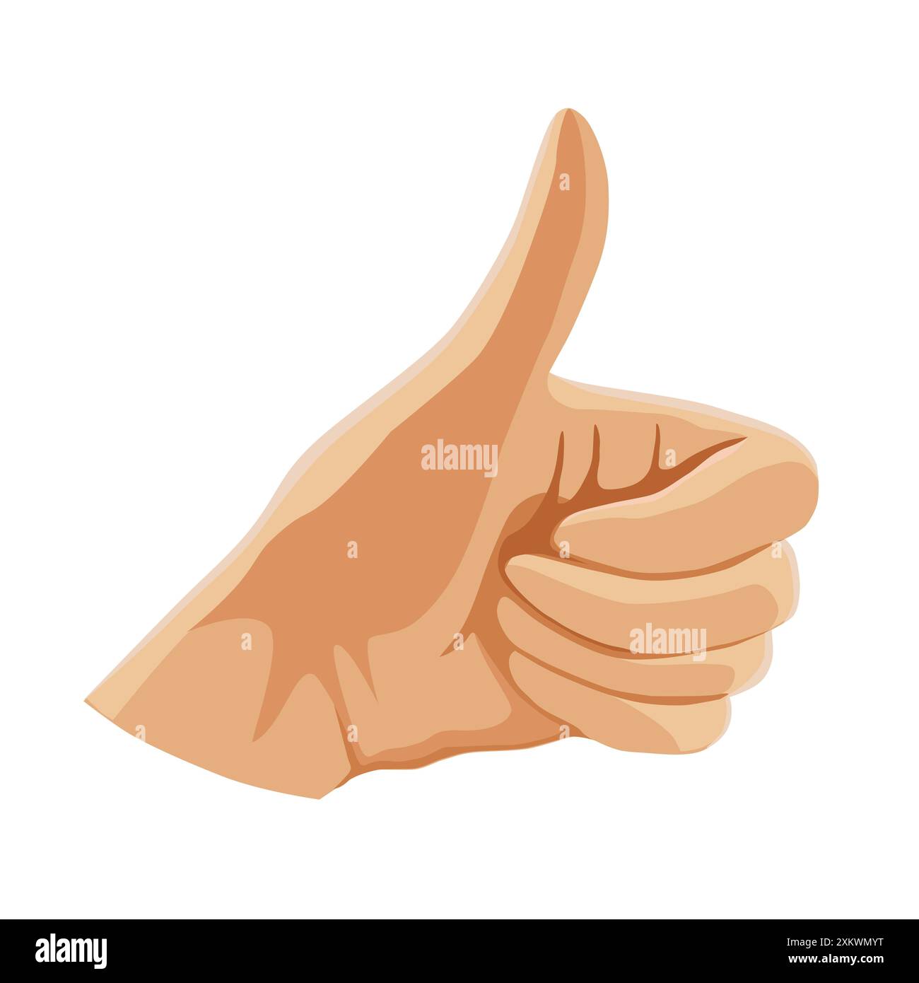 Menschliche Hand zeigt Likes. Die Vektorabbildung zeigt die Daumen-nach-oben-Geste in flacher Form. Ansicht des Emojis für Karte, Banner, Flyer, Posterdesign für linke h Stock Vektor