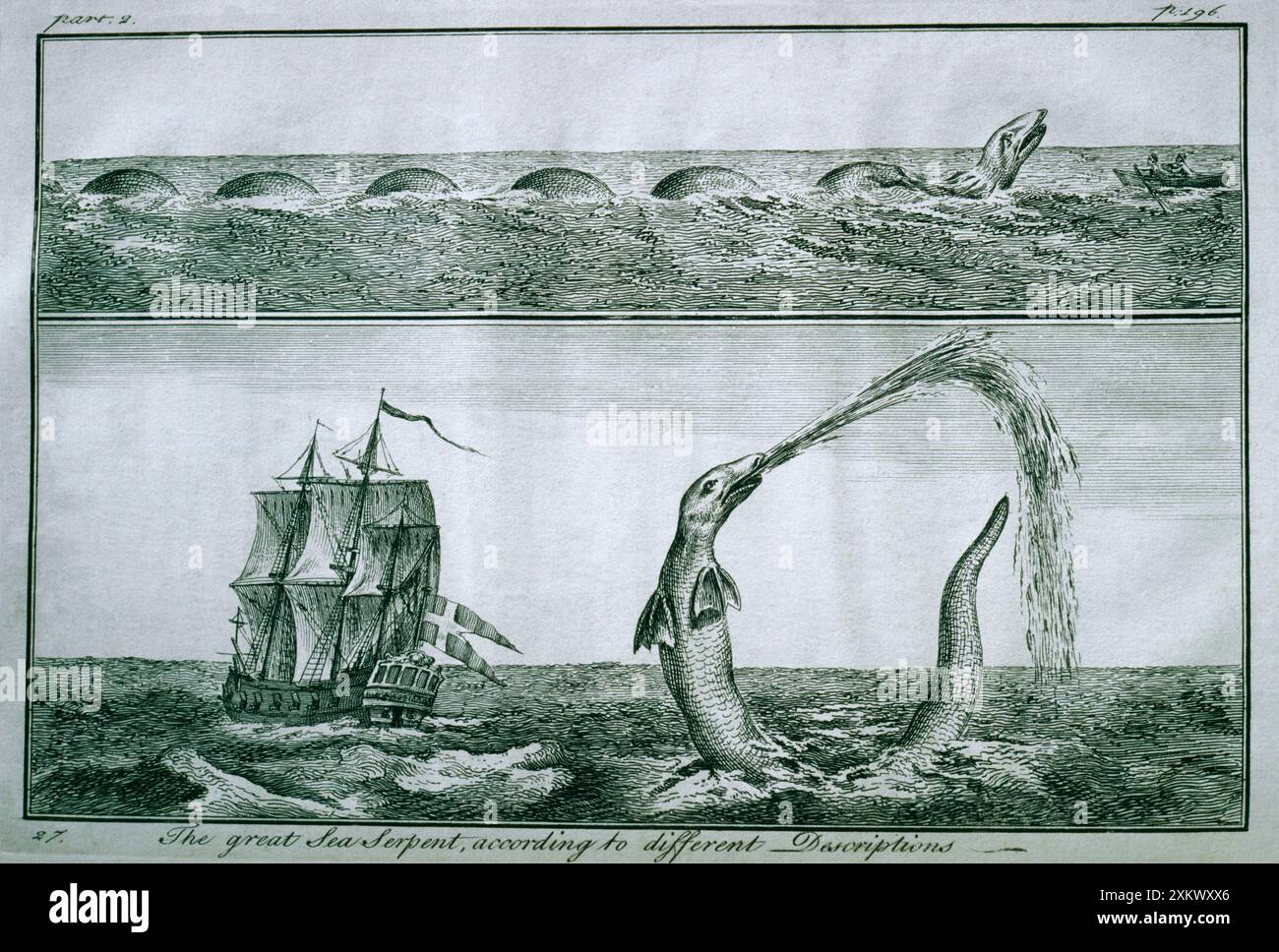 Sea Monster – Druck von Pontoppidan 1755 Stockfoto