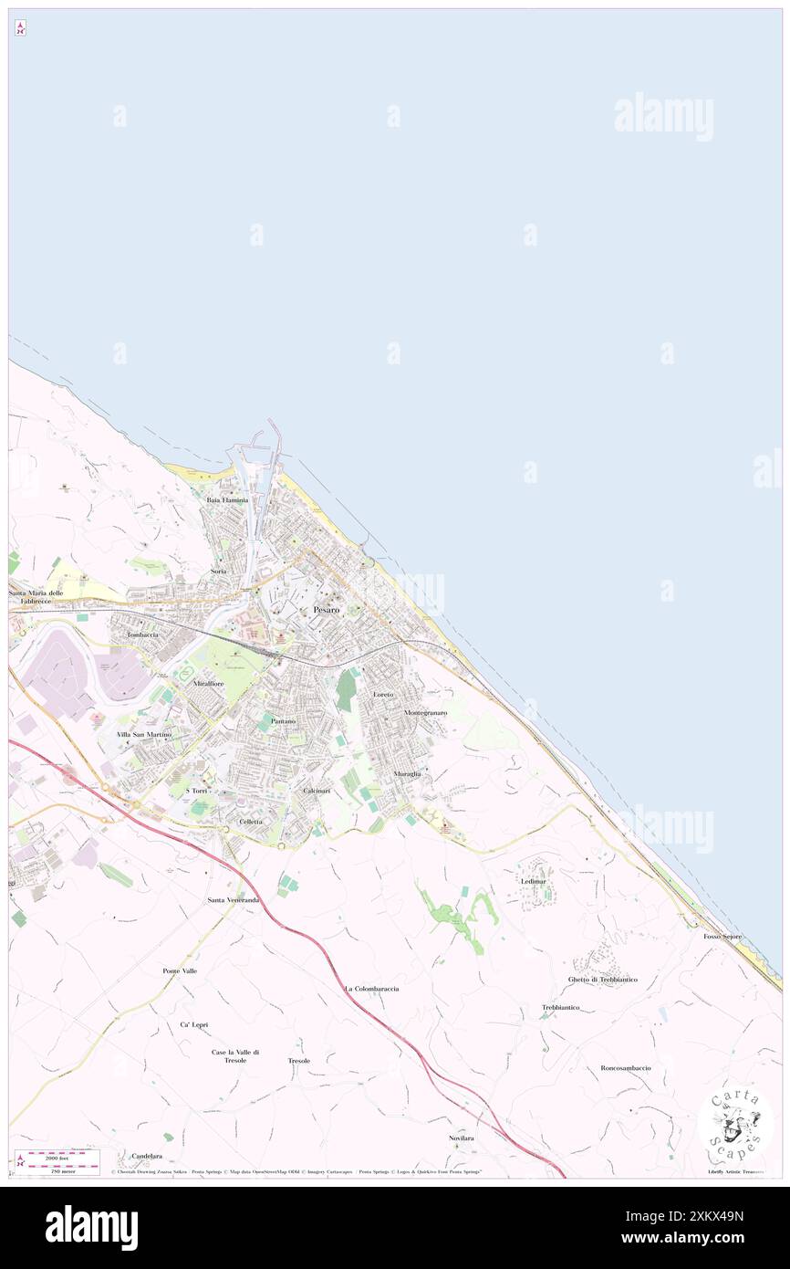 Excelsior Pesaro, Provincia di Pesaro e Urbino, IT, Italien, die Marken, N 43 54' 40'', N 12 55' 19'', Karte, Karte, Karte von Cartascapes Map, veröffentlicht 2024. Erkunden Sie Cartascapes, eine Karte, die die vielfältigen Landschaften, Kulturen und Ökosysteme der Erde enthüllt. Reisen Sie durch Zeit und Raum und entdecken Sie die Verflechtungen der Vergangenheit, Gegenwart und Zukunft unseres Planeten. Stockfoto