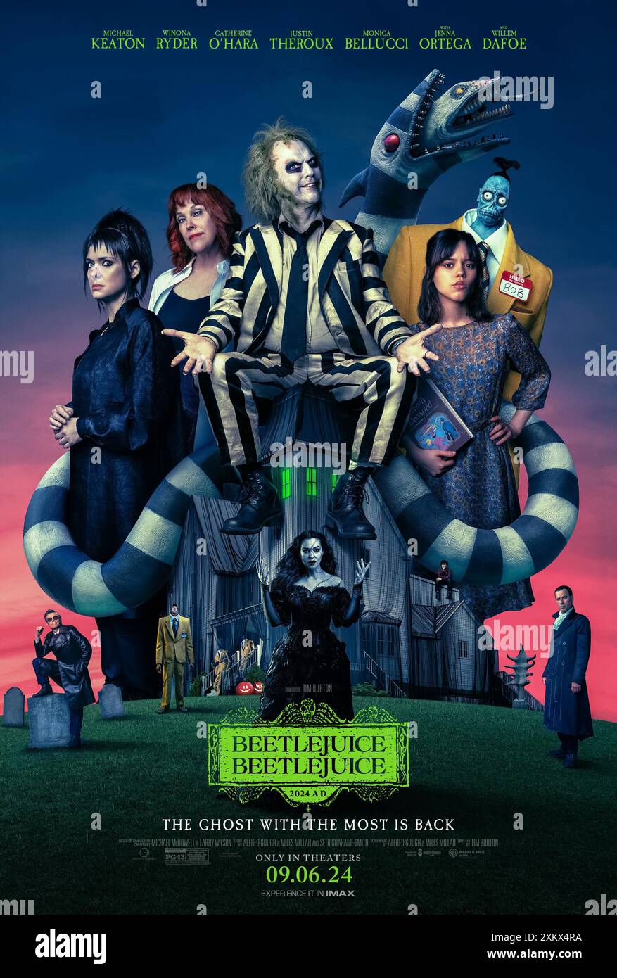 ERSCHEINUNGSDATUM: 6. September 2024.TITEL: Beetlejuice Beetlejuice. STUDIO: Plan B Entertainment. DIREKTOR: Tim Burton. PLOT: Dies ist eine Fortsetzung der Komödie BeetleJuice (1988) über einen Geist, der rekrutiert wird, um ein Haus zu verfolgen. HAUPTROLLE: WINONA RYDER als Lydia Deetz, MICHAEL KEATON als BeetleJuice Poster Art. (Kreditbild: © Plan B Entertainment/Entertainment Pictures/ZUMAPRESS.com) NUR REDAKTIONELLE VERWENDUNG! Nicht für kommerzielle ZWECKE! Stockfoto