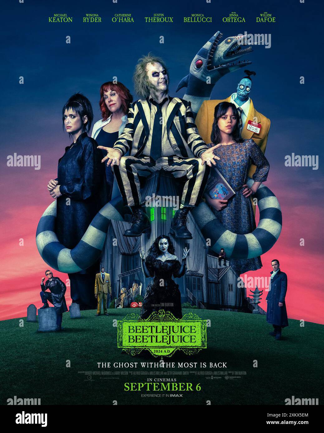 ERSCHEINUNGSDATUM: 6. September 2024.TITEL: Beetlejuice Beetlejuice. STUDIO: Plan B Entertainment. DIREKTOR: Tim Burton. PLOT: Dies ist eine Fortsetzung der Komödie BeetleJuice (1988) über einen Geist, der rekrutiert wird, um ein Haus zu verfolgen. HAUPTROLLE: WINONA RYDER als Lydia Deetz, MICHAEL KEATON als BeetleJuice Poster Art. (Kreditbild: © Plan B Entertainment/Entertainment Pictures/ZUMAPRESS.com) NUR REDAKTIONELLE VERWENDUNG! Nicht für kommerzielle ZWECKE! Stockfoto