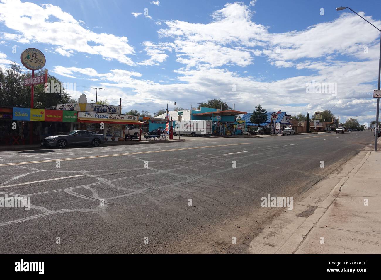 Seligman Az und Altstadt entlang der Rt 66 Stockfoto