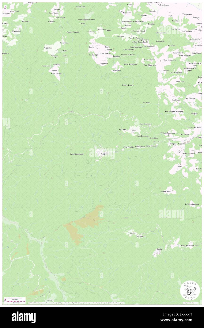 Raggiolo, Provinz Arezzo, IT, Italien, Toskana, n 43 40' 36''', N 11 42' 36''', Karte, Cartascapes Map, veröffentlicht 2024. Erkunden Sie Cartascapes, eine Karte, die die vielfältigen Landschaften, Kulturen und Ökosysteme der Erde enthüllt. Reisen Sie durch Zeit und Raum und entdecken Sie die Verflechtungen der Vergangenheit, Gegenwart und Zukunft unseres Planeten. Stockfoto