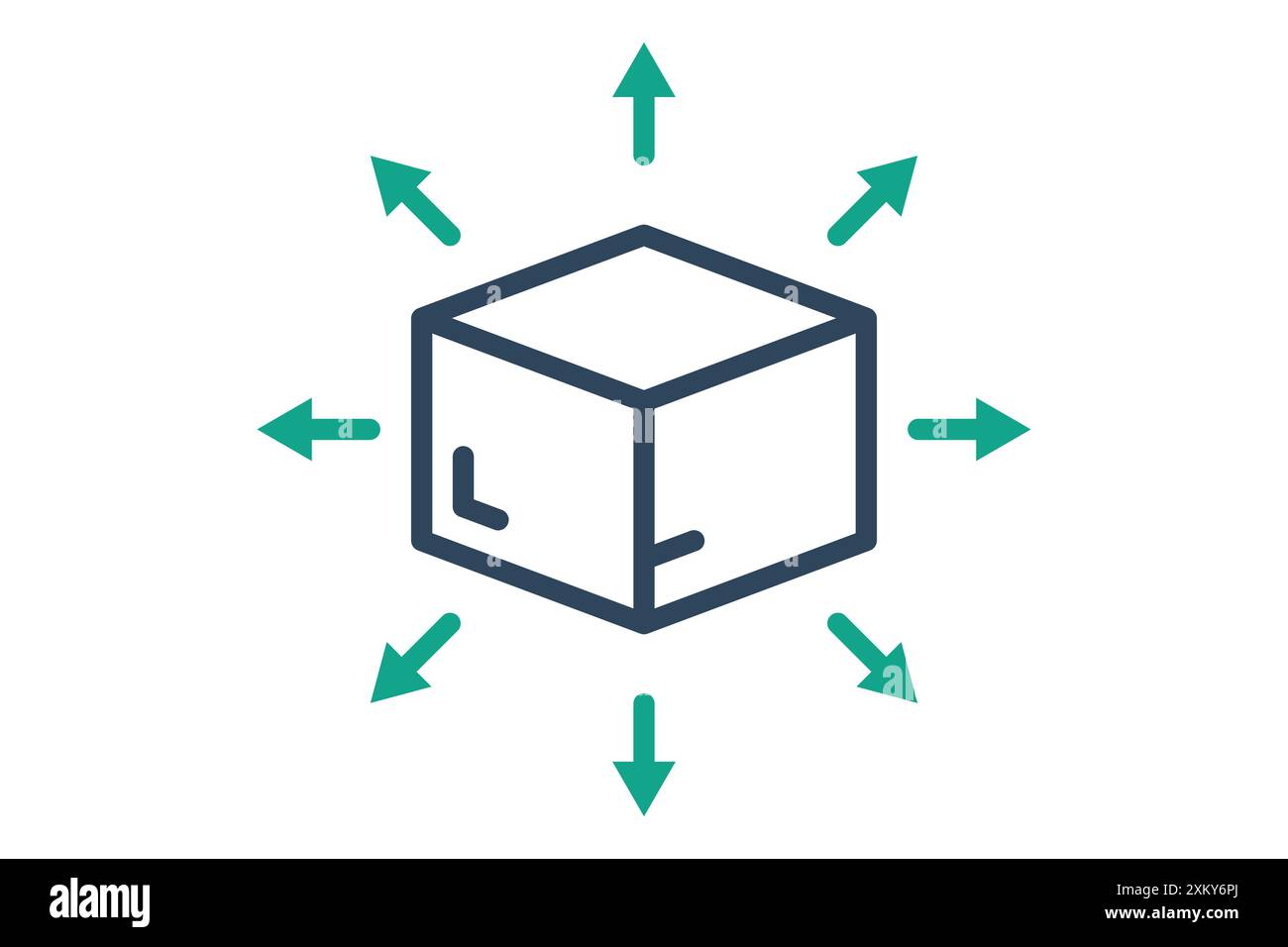 Verteilungssymbol. Packung mit Pfeil. Symbol für Lieferung. Liniensymbolstil. Vektorillustration für Geschäftselemente Stock Vektor