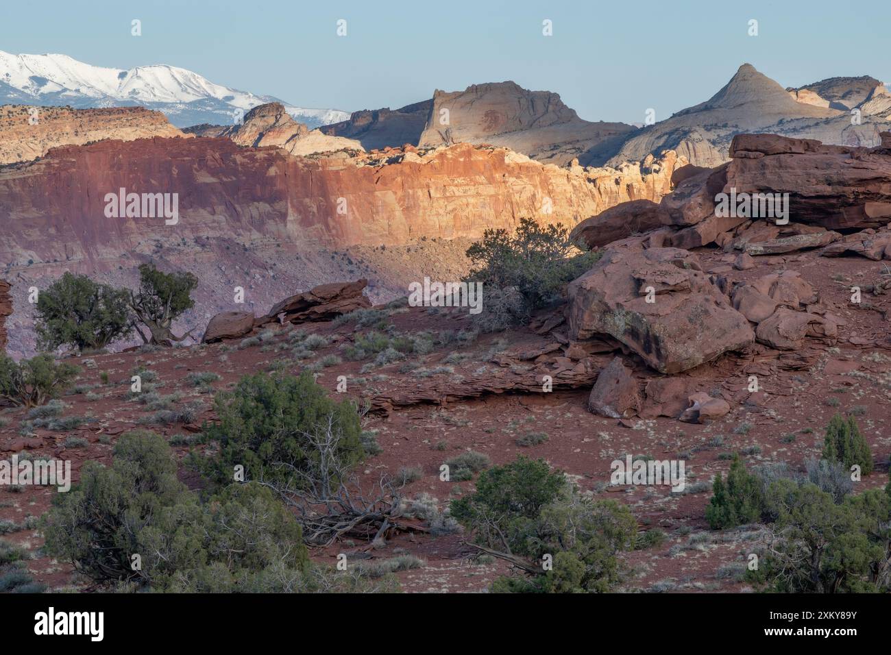 Abendlicht am Sunset Point, Capitol Reef National Park, Utah Stockfoto