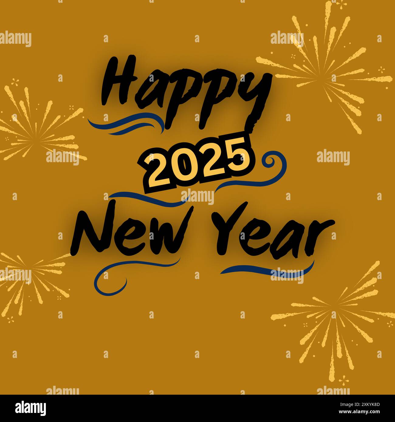 „Happy New Year 2025“-Logo. Kreatives Kalligrafie-Vektor-Logo-Design. 2025 Silvester-Logo-Design, kreative einfache Kalligrafie, funkelnd isoliert Stock Vektor