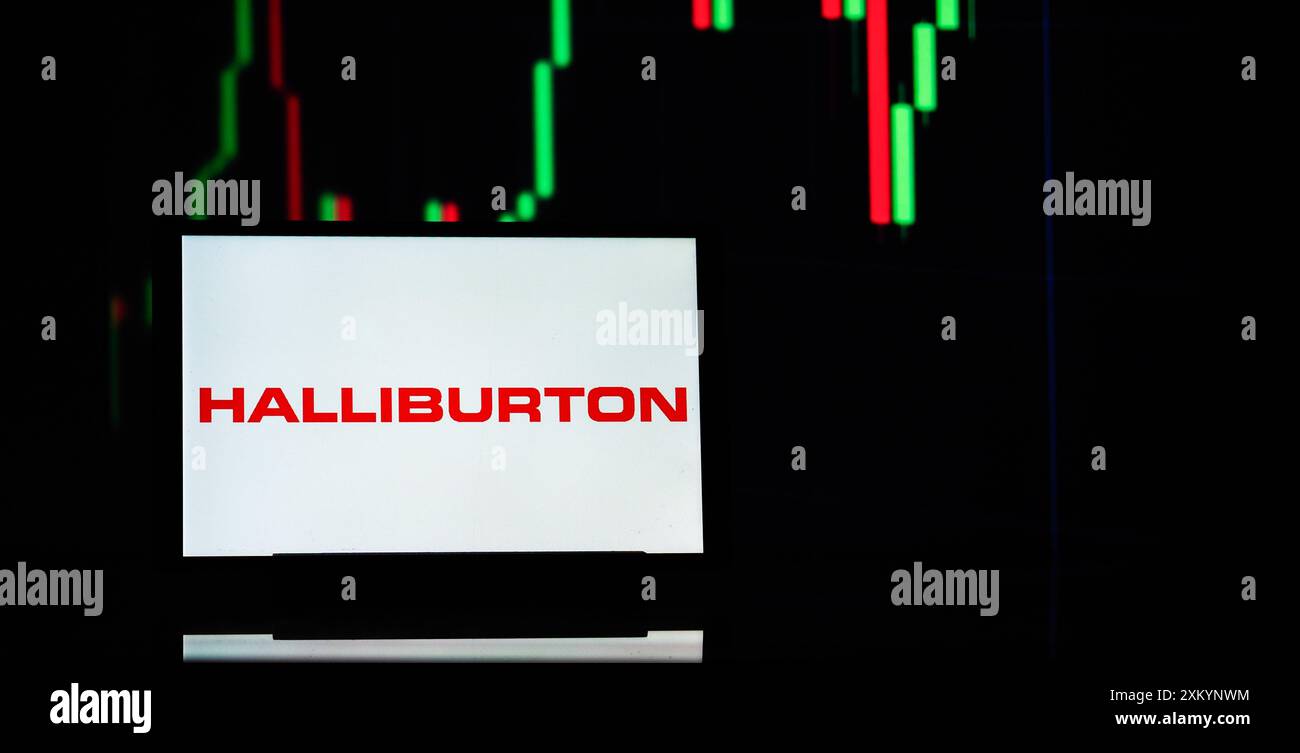 Garham, Deutschland. Juli 2024. In dieser Abbildung ist das Logo der Halliburton Company auf einem Tablet zu sehen. (Foto von Igor Golovniov/SOPA Images/SIPA USA) *** ausschließlich für redaktionelle Nachrichten *** Credit: SIPA USA/Alamy Live News Stockfoto