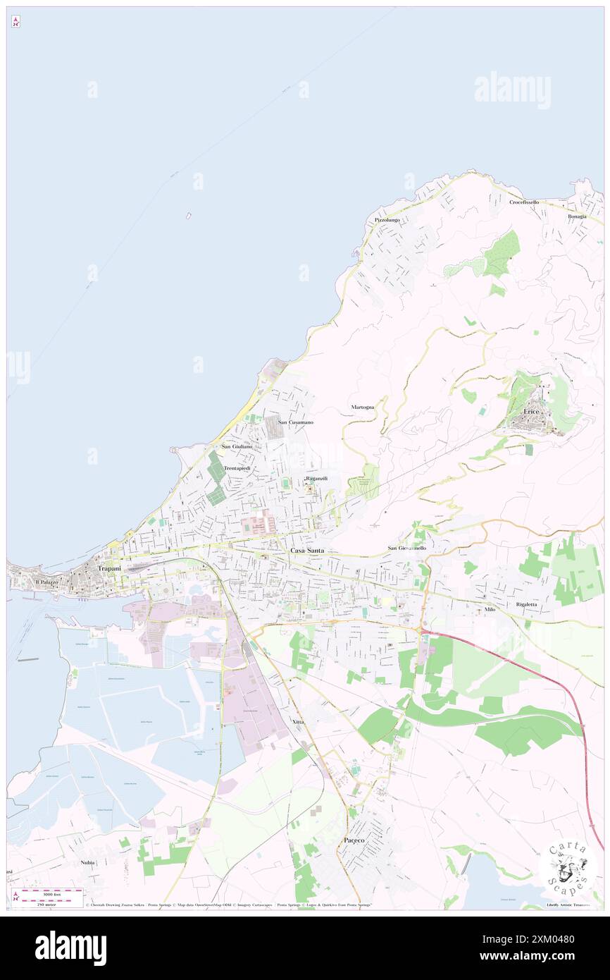 Erice Mare, Trapani, IT, Italien, Sizilien, n 38 1' 55''', N 12 32' 56''', Karte, Cartascapes Map, veröffentlicht 2024. Erkunden Sie Cartascapes, eine Karte, die die vielfältigen Landschaften, Kulturen und Ökosysteme der Erde enthüllt. Reisen Sie durch Zeit und Raum und entdecken Sie die Verflechtungen der Vergangenheit, Gegenwart und Zukunft unseres Planeten. Stockfoto