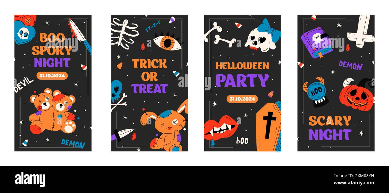 Happy Halloween Party Poster oder Grußkarte Stock Vektor