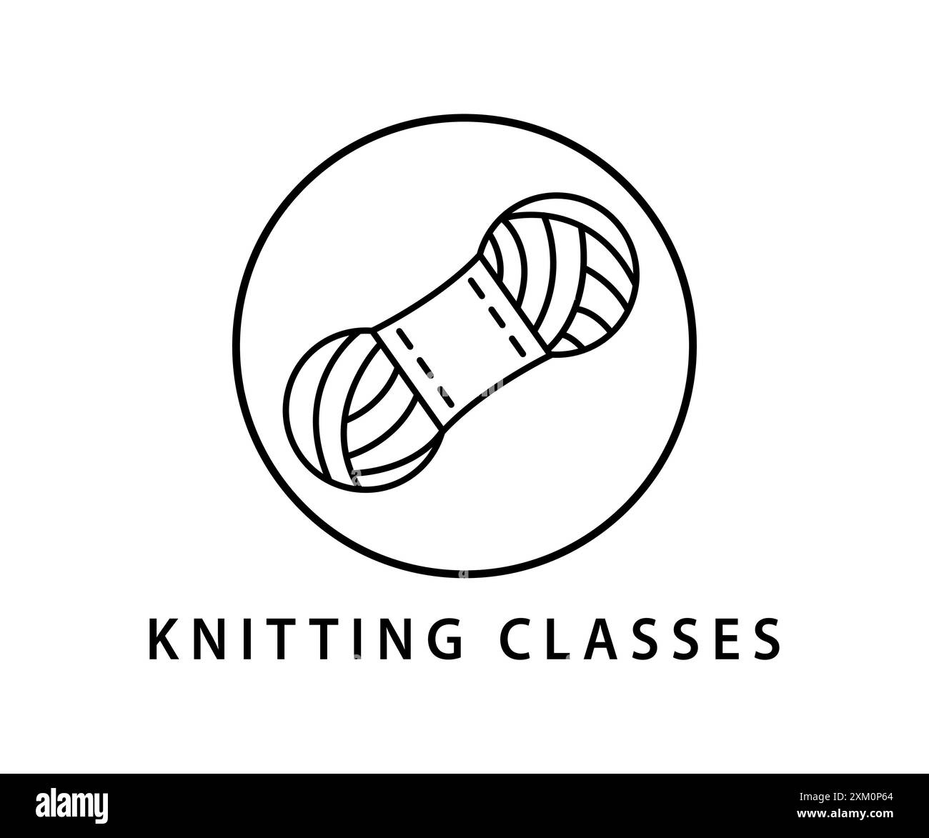 Handgefertigtes Garn-Stricklogo. Vektor-Symbol-Badge Stock Vektor