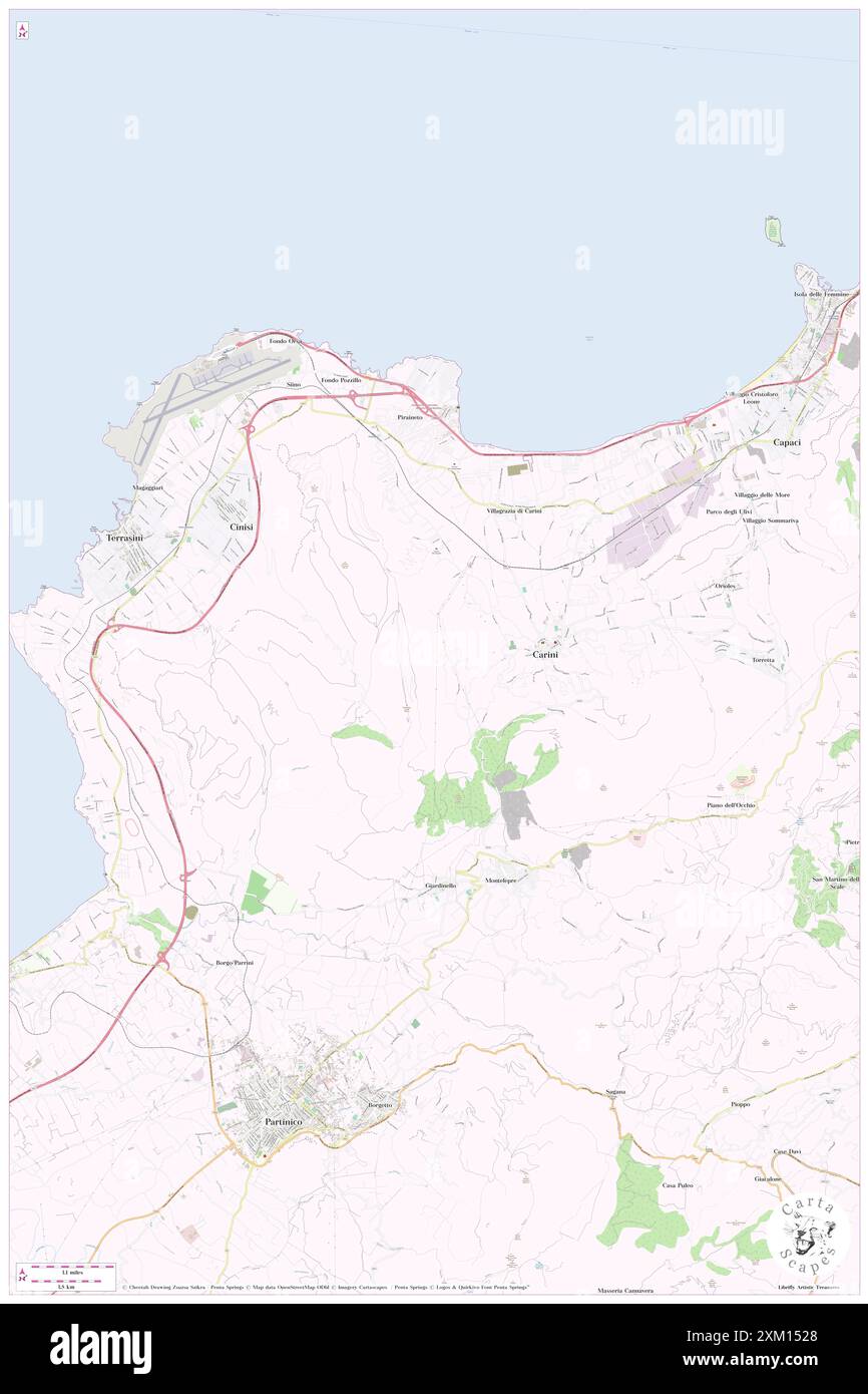 Carini, Palermo, IT, Italien, Sizilien, n 38 7' 56'', N 13 10' 57'', Karte, Cartascapes Map, veröffentlicht 2024. Erkunden Sie Cartascapes, eine Karte, die die vielfältigen Landschaften, Kulturen und Ökosysteme der Erde enthüllt. Reisen Sie durch Zeit und Raum und entdecken Sie die Verflechtungen der Vergangenheit, Gegenwart und Zukunft unseres Planeten. Stockfoto