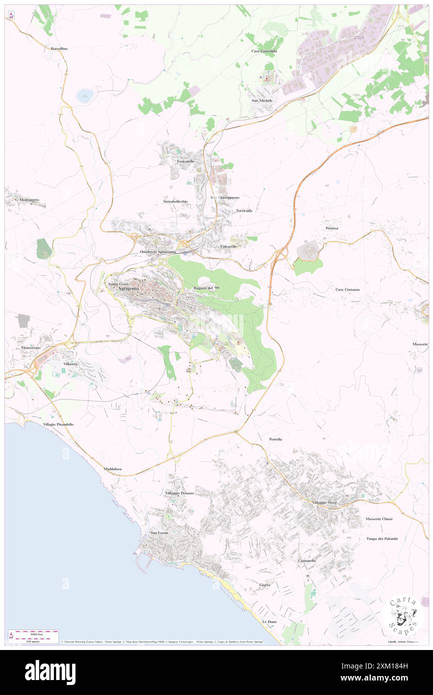 Pirandello, Agrigento, IT, Italien, Sizilien, n 37 18' 19'', N 13 35' 44'', Karte, Cartascapes Map, veröffentlicht 2024. Erkunden Sie Cartascapes, eine Karte, die die vielfältigen Landschaften, Kulturen und Ökosysteme der Erde enthüllt. Reisen Sie durch Zeit und Raum und entdecken Sie die Verflechtungen der Vergangenheit, Gegenwart und Zukunft unseres Planeten. Stockfoto