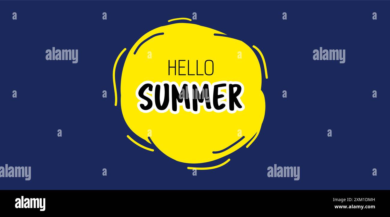 Sommerbanner mit Wassermelone und Text Hello Summer. Stock Vektor