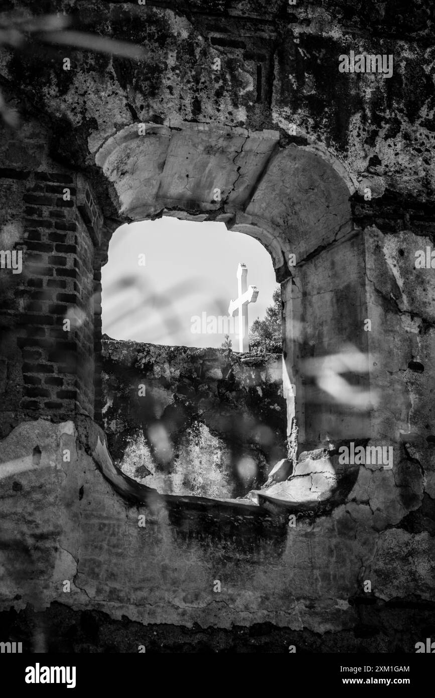 Detail der alten spanischen Architektur in Antigua, Guatemala, Mittelamerika Stockfoto