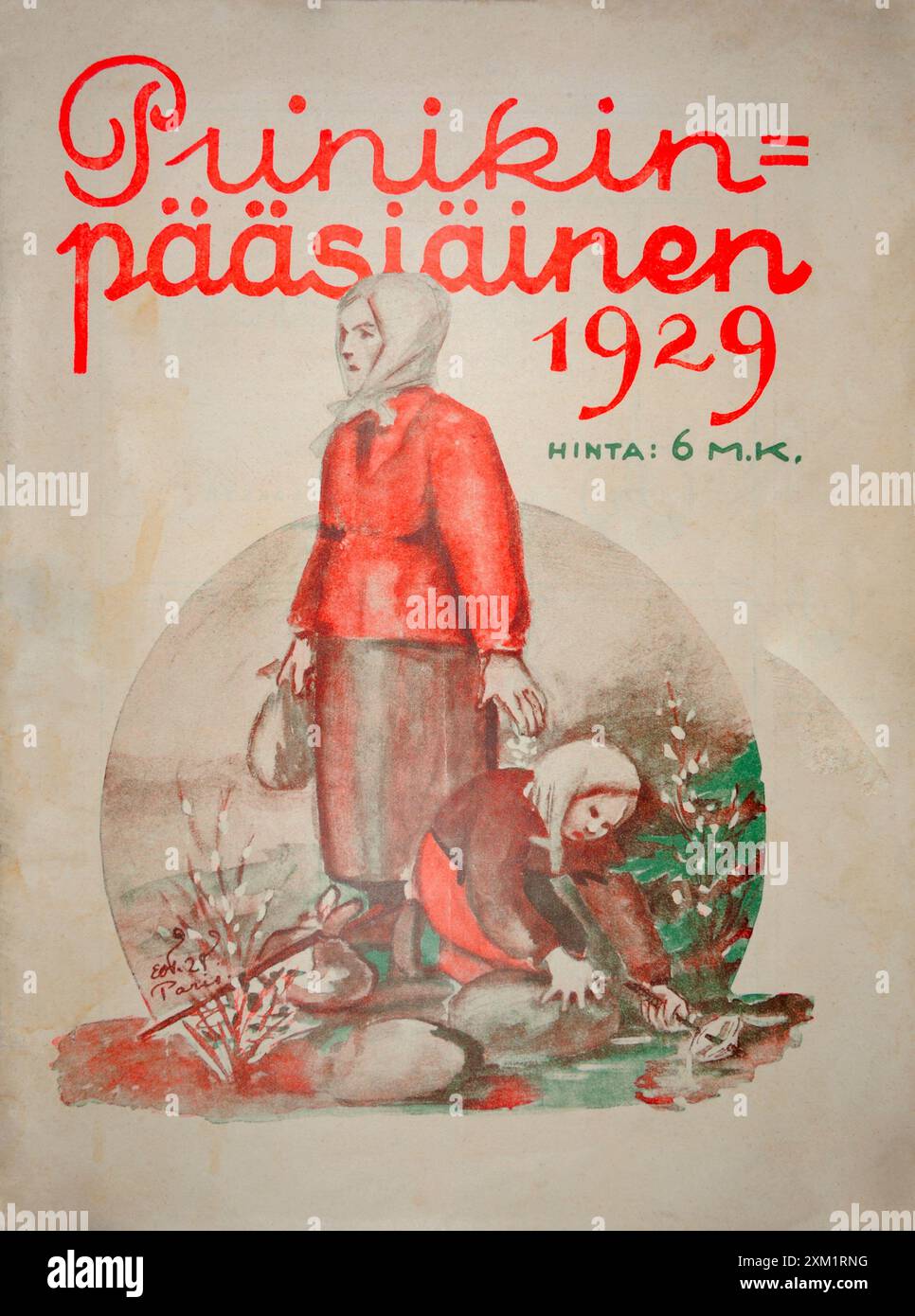 Eine seltene überlieferte Kopie der Zeitschrift Punikin Päsiäinen, der Osten der Roten, 1929, eine besondere „sozialistische Frühjahrspublikation“. 56 Seiten o Stockfoto