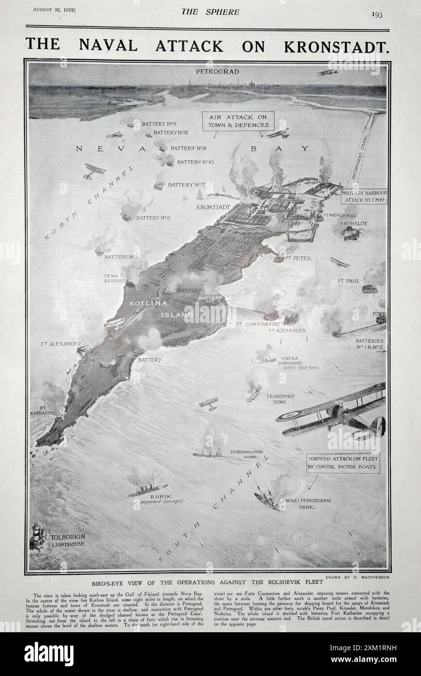Der Angriff auf Kronstadt, die Operation RK oder der Scooter RAID, war ein Angriff von Royal Navy Coastal Motorbooten (CMBS) und Royal Air Force Flugzeugen auf Th Stockfoto