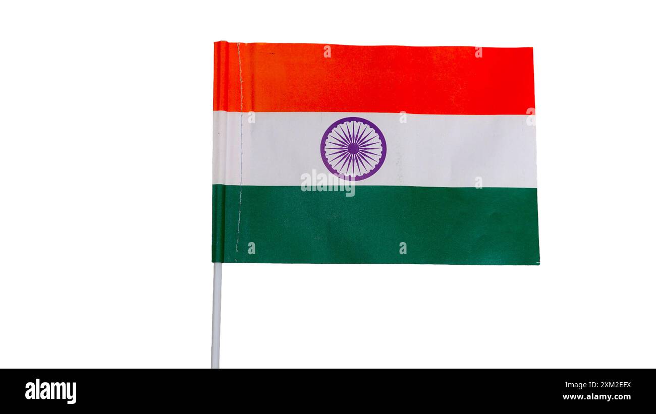 Konzept der indischen Unabhängigkeit oder der Feierlichkeiten zum Tag der republik. Flagge von Indien Stockfoto