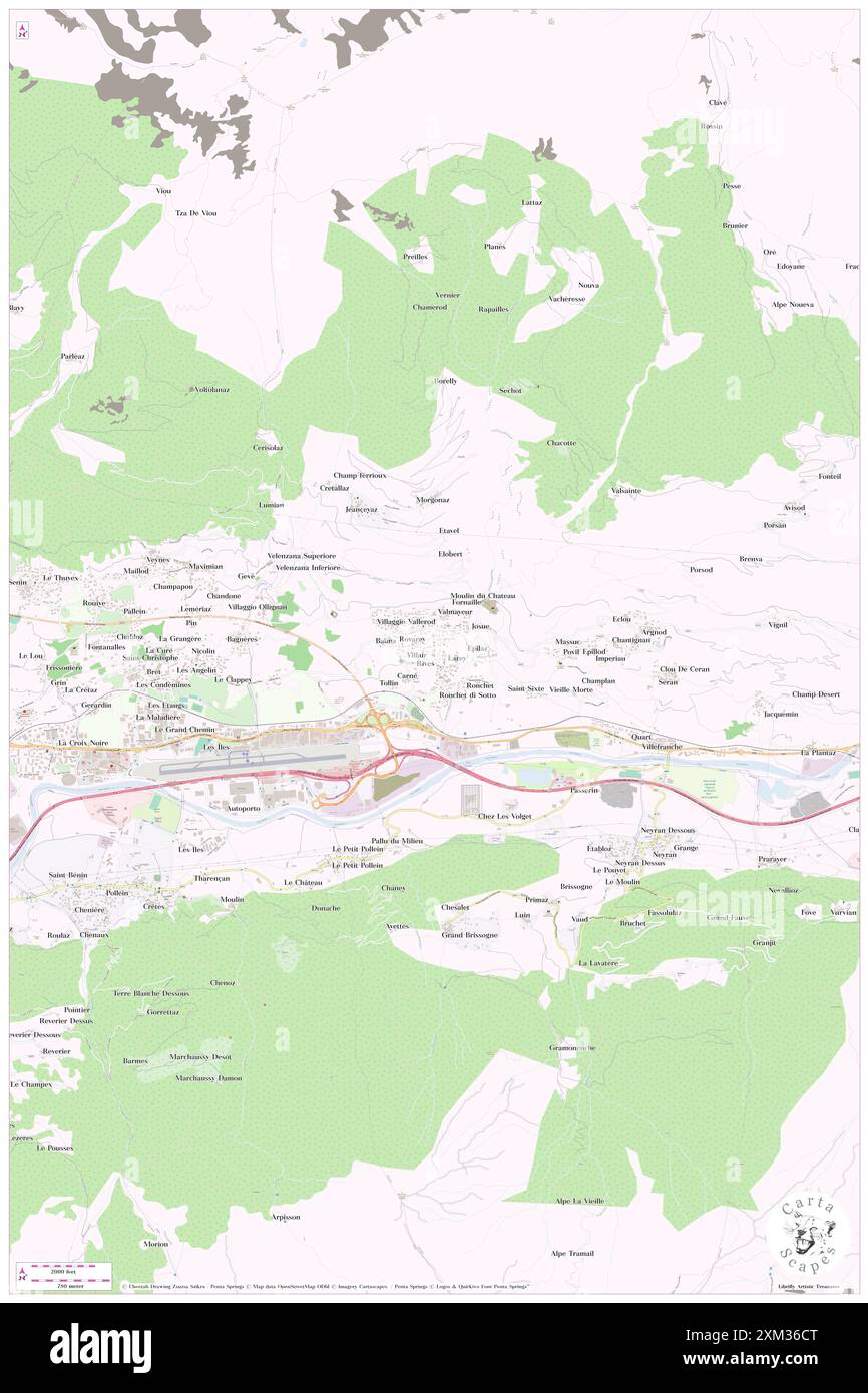 Villair-Amerique, Aostatal, IT, Italien, Aostatal, n 45 44' 52'', N 7 23' 23'', Karte, Cartascapes Map, veröffentlicht 2024. Erkunden Sie Cartascapes, eine Karte, die die vielfältigen Landschaften, Kulturen und Ökosysteme der Erde enthüllt. Reisen Sie durch Zeit und Raum und entdecken Sie die Verflechtungen der Vergangenheit, Gegenwart und Zukunft unseres Planeten. Stockfoto