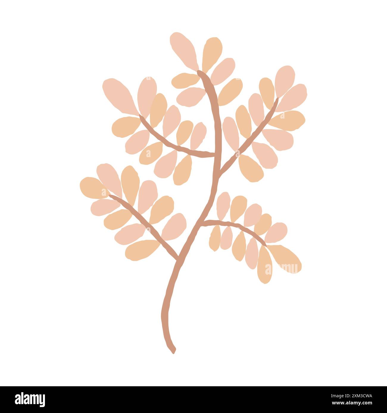 Wildblume mit Korallenblättern auf einem braunen Zweig, ohne nachzudenken Stock Vektor