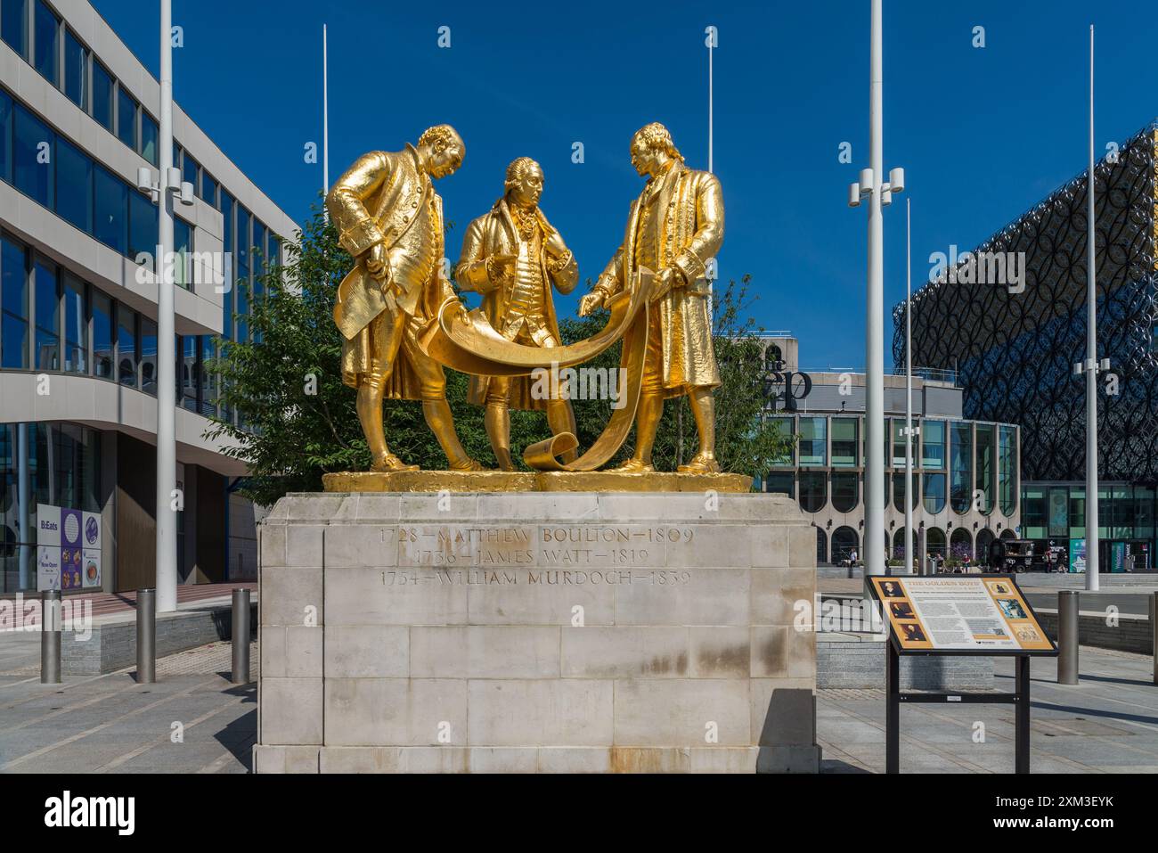 Die Gildenstatue der Golden Boys von William Bloye, William Murdoch und James Watt wurde 1956 in Birmingham enthüllt Stockfoto