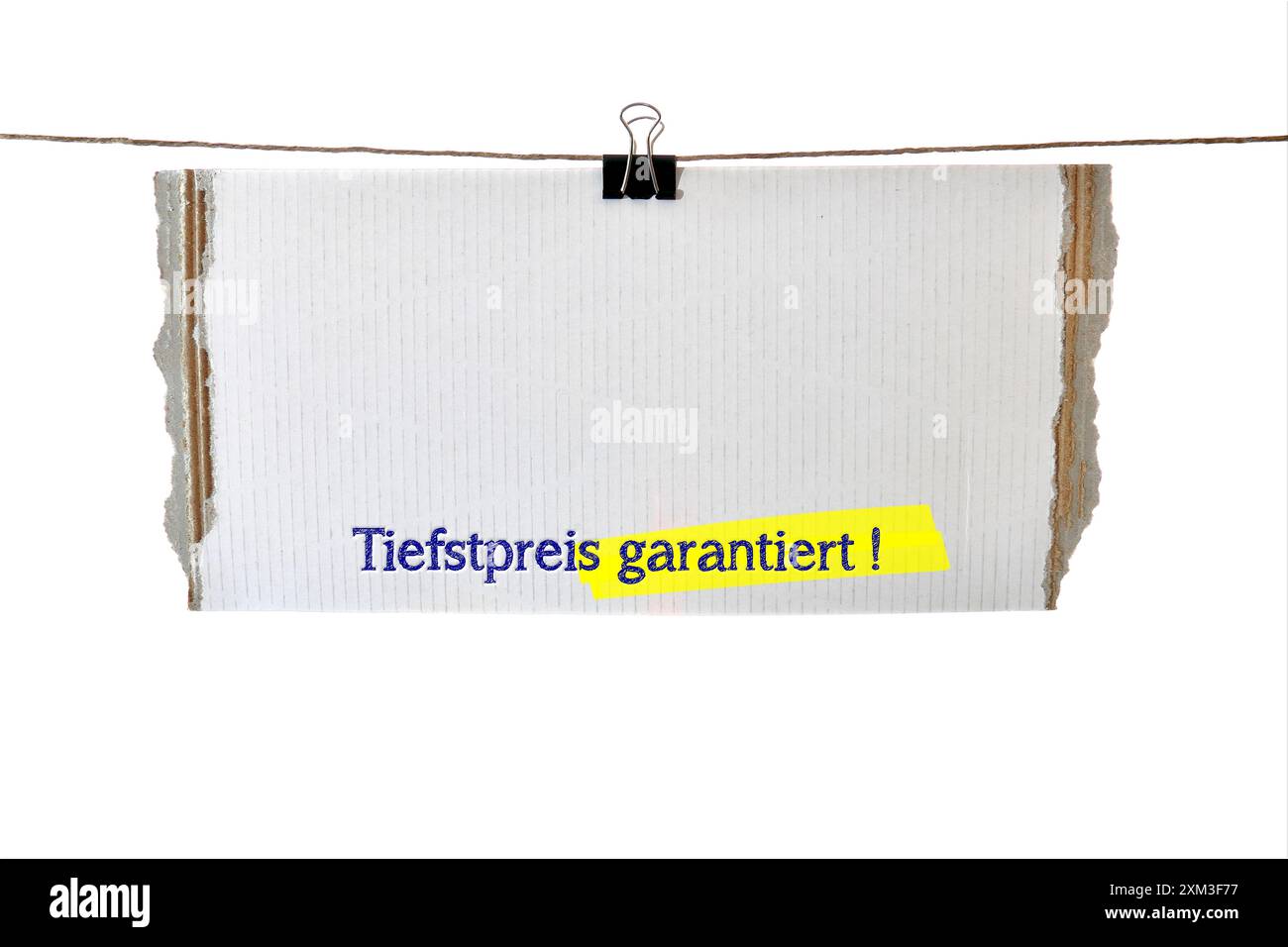 Schild mit Aufschrift Tiefpreis garantiert, deutsch Stockfoto