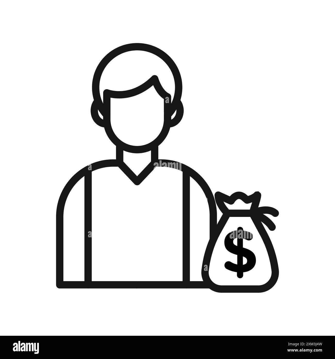 Kapitalismus-Ikone Schwarze Linie Art Vektor in schwarz-weiß Umrisse Set Sammlung Zeichen Stock Vektor