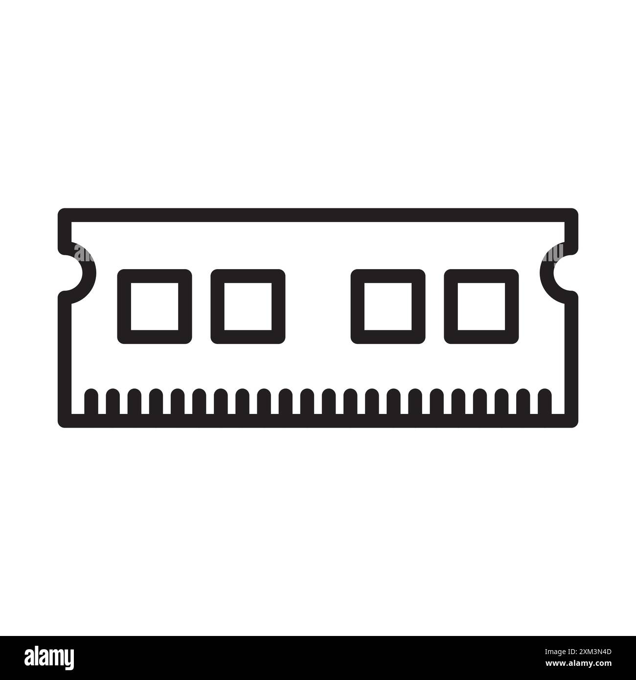 Memory, RAM Icon Black Line Art Vektor in schwarz-weiß Umriss Set Collection Schild Stock Vektor