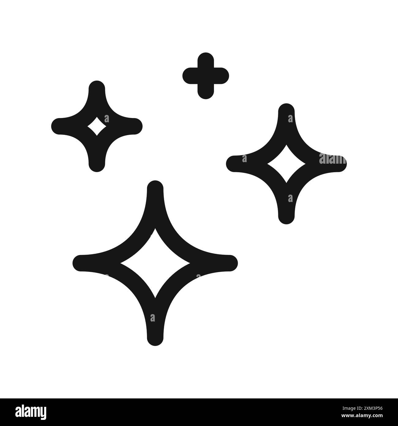 Sparkles SHINE Icon Black Line Art Vektor in schwarz-weiß Umrisse Set Collection Schild Stock Vektor